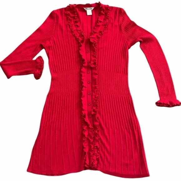 Nygard Collection  Sweater Dress Knit Ruffle Button Front Sz 6-8 #232E - Picture 4 of 7